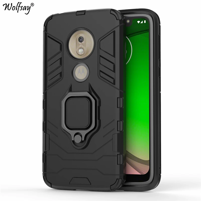 

Wolfsay For Motorola Moto G7 Play Case, Car Holder Armor Cases Hard PC & Soft Silicon Cover for Motorola Moto G7 Play EU Version