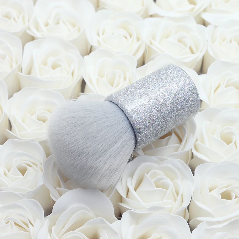 Брендовая женская модная Серебристая кисть кабуки мягкие синтетические волосы