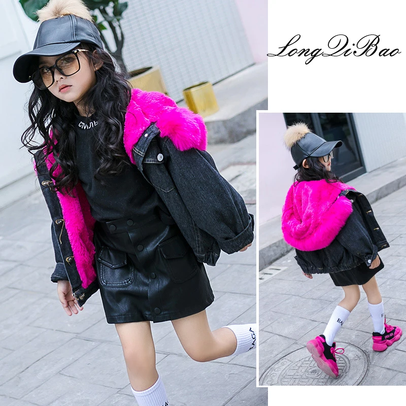 Новинка Осень зима 2019 Детская рубашка с меховым воротником в Корейском стиле для