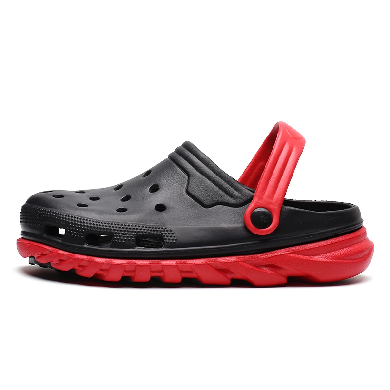 Black Red Большие размеры 36-45; мужские сандалии; резиновые сабо; обувь с отверстиями; EVA Sandalias; летняя пляжная обувь; тапочки; Cholas hombre; унисекс; пара - Цвет: Black Red