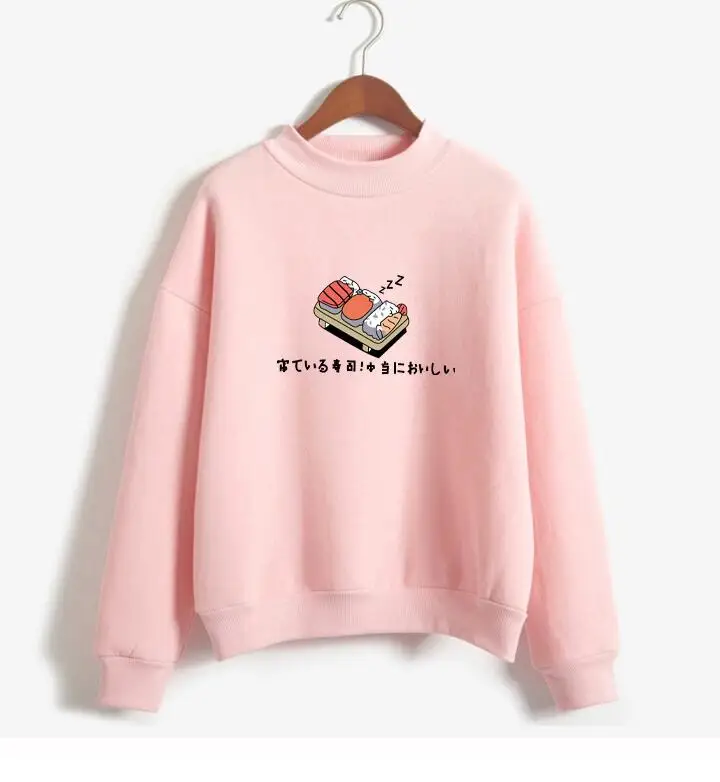 

Autumn Winter Cartoon Sushi Print Loose Long Sleeve T-shirt