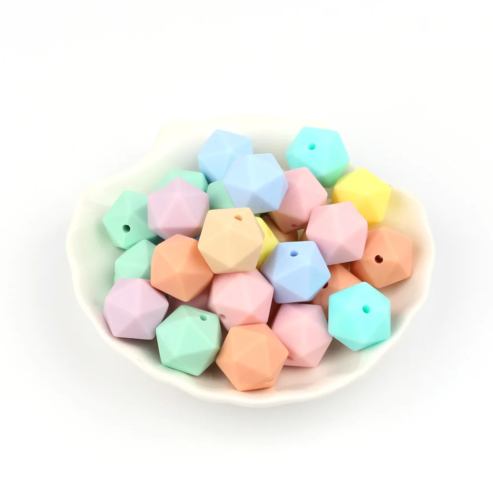 G TYRY. HU 20 шт. 14 мм Icosahedron силиконовые бусины BPA Бесплатно Детские Силиконовые для прорезывание зубов Прорезыватель для зубов Уход за полостью рта креативный шарик DIY цепочка для сосков - Цвет: G