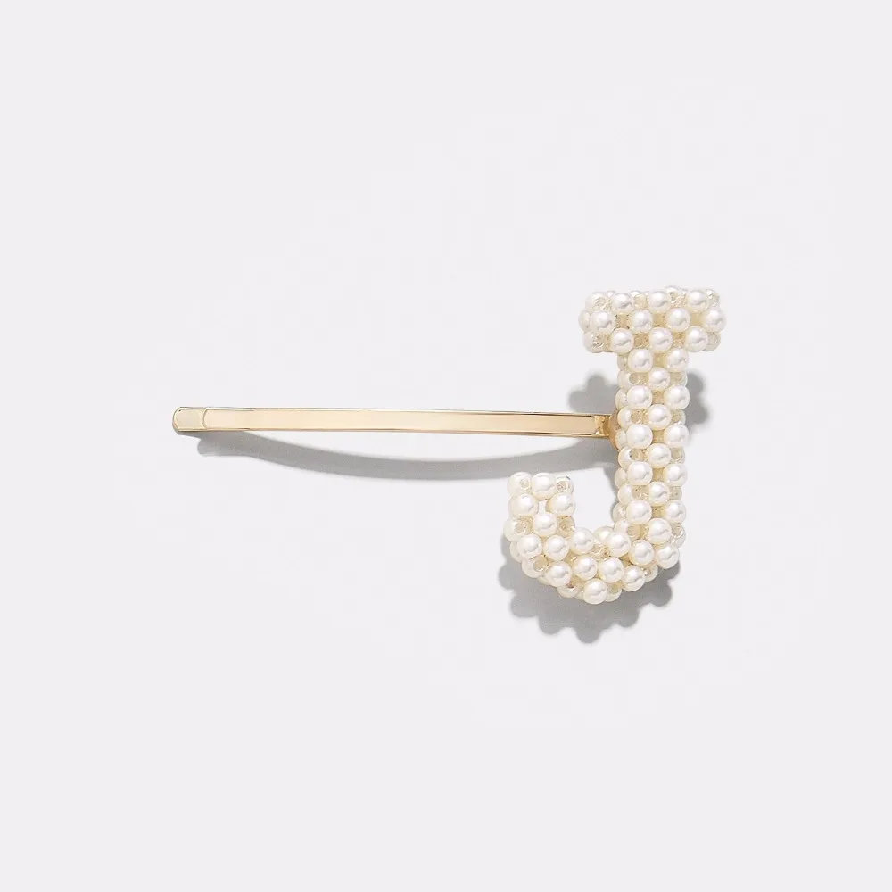 Новинка, модная заколка для волос с надписью Initial Pearl для женщин, элегантная заколка для волос, свадебные аксессуары для укладки волос