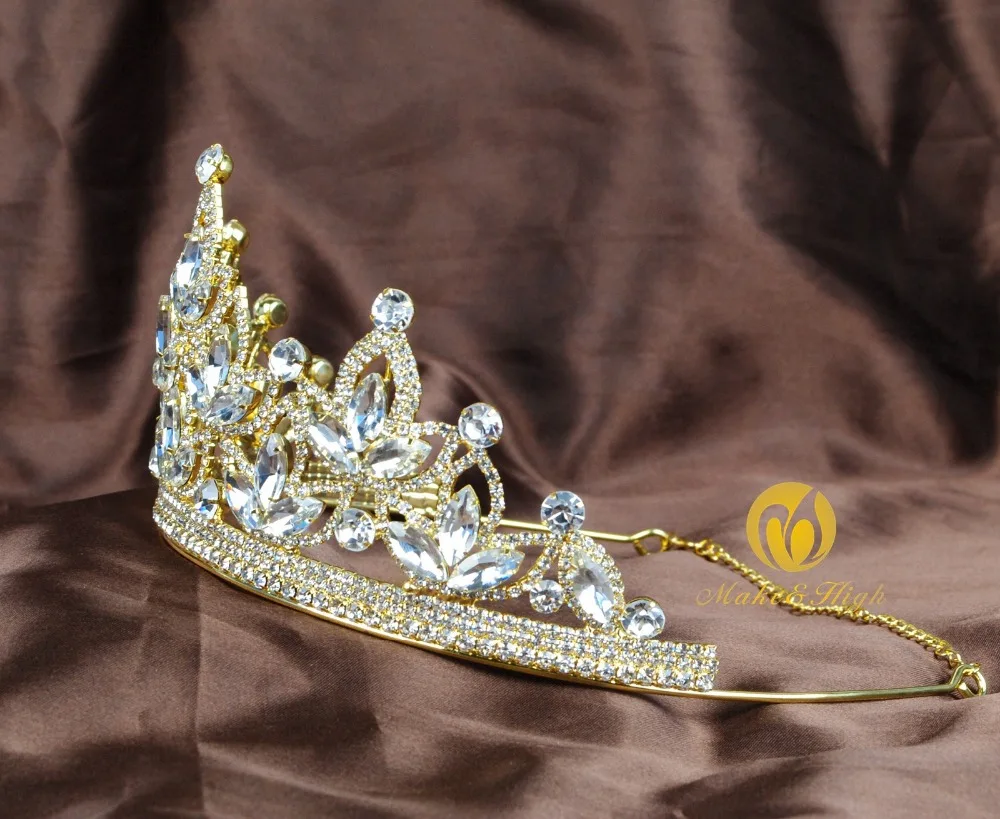 Женская тиара и короны со стразами украшение для волос золотые свадебные