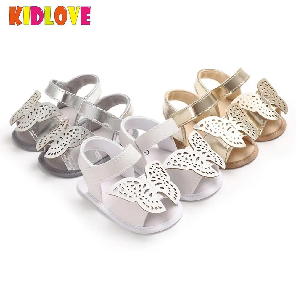 KIDLOVE Лето BabyGirls сандалии выдолбленные Бабочка Сандалии с силикагелем подошвы
