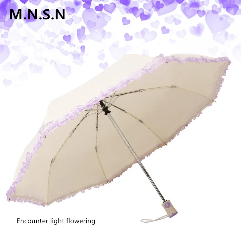 Творческий Кружево зонтик дождь Для женщин Цвет изменить складной полностью