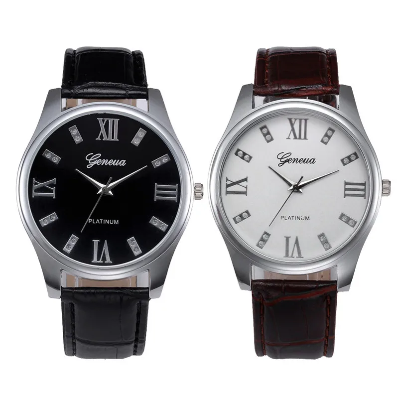 Новый мужской кожаный ремешок для часов из нержавеющей стали циферблат