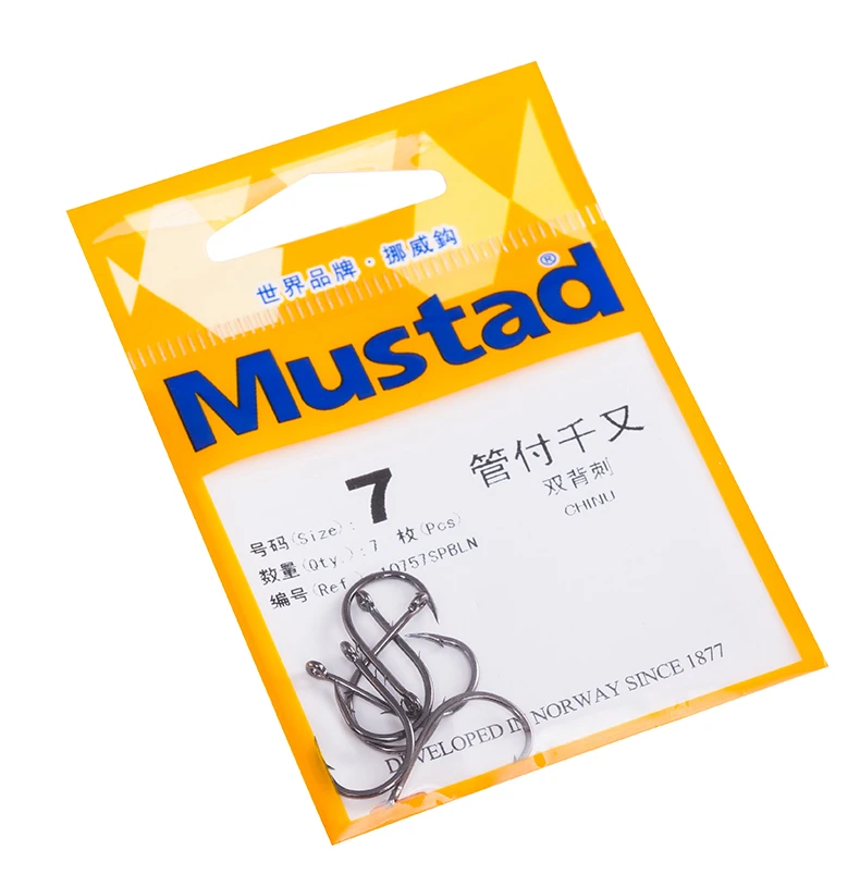 Рыболовный крючок Mustad из 10757 углеродистой стали с колючей спинкой, двойные спинные крючки 1#-9#, рыболовный крючок для морской рыбалки, Аксессуары для рыбалки, снасти