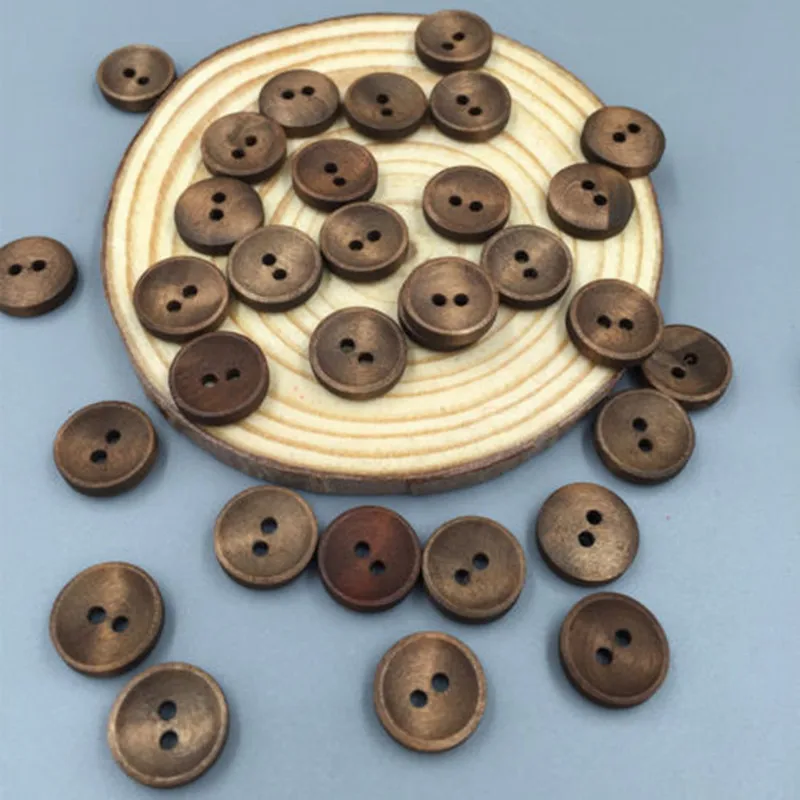 DIY 200 шт деревянные пуговицы для шитья 2 круглые отверстия коричневый 13 мм Диаметр аксессуары для одежды