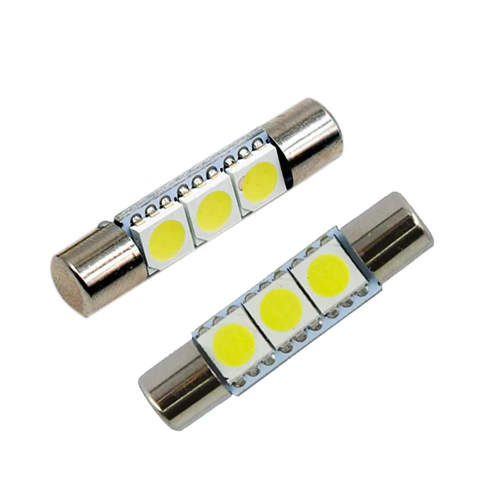 50X автомобильный Led C5W белый 28 мм 31 5050 3SMD светодиодный предохранитель