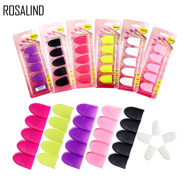 ROSALIND 5pcs/set Colorful Nail Art Tips UV Gel Polish Remover Wrap Elastic Soak Off Cap Clip Manicure Cleaning Varnish Tool | Красота и