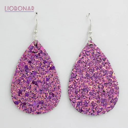 Color 2-Purple Модные большие серьги Бохо розового цвета с блестками каплеобразные серьги большие сережки для женщин bijoux(украшения своими руками - Окраска металла: Color 2-Purple