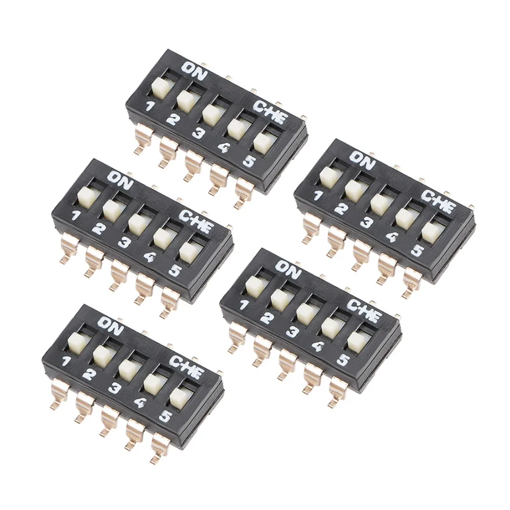5 шт. переключатели Uxcell Black DIP 1-5/8 позиций шаг 2 54 мм для монтажных плат PCB идеально