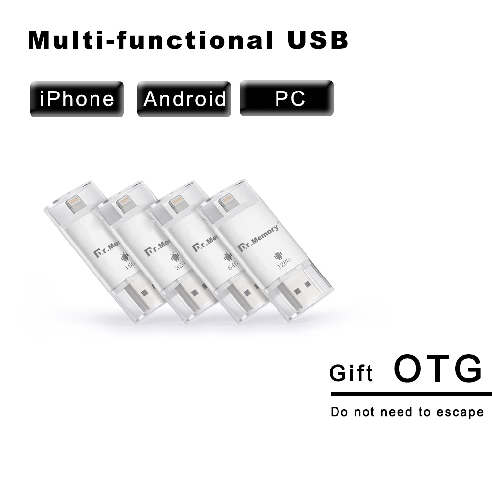 Флеш накопитель Dr.memory i flash drive OTG android USB для Apple ipad iphone 6s 7 карта памяти 16 32 64 ГБ