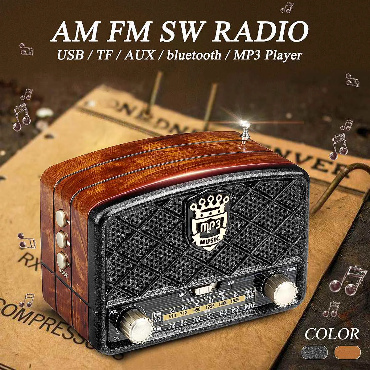 Мини 5 Вт Портативный ретро винтажный bluetooth динамик Мультимедиа Hi-Fi стерео