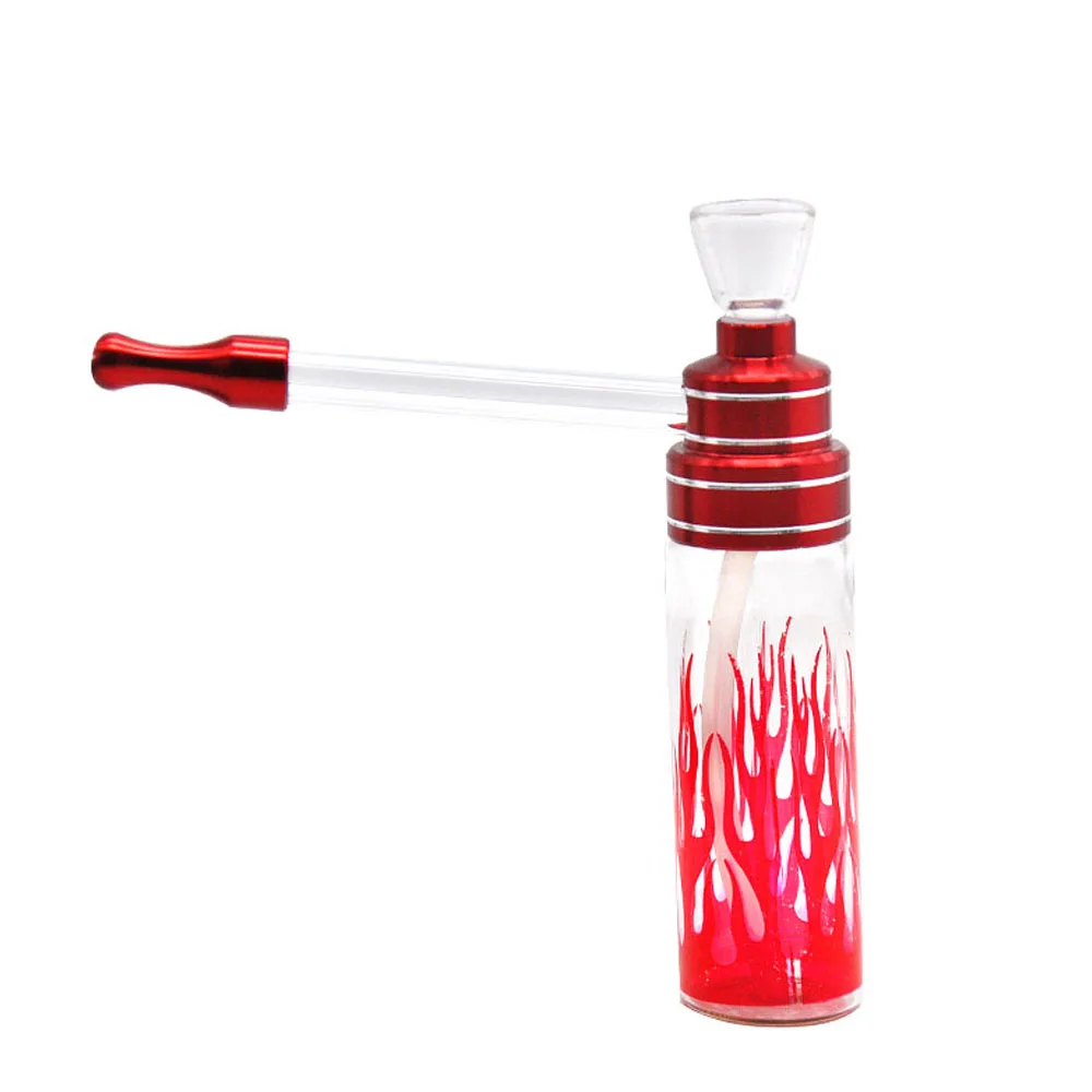 Fire-Red HORNET Different Pattern Hookah Shisha Smoking Pipes Glass Water Pipe 120MM Metal Tobacco Pipes Long Glass Mouth Filter - Color: Fire-Red