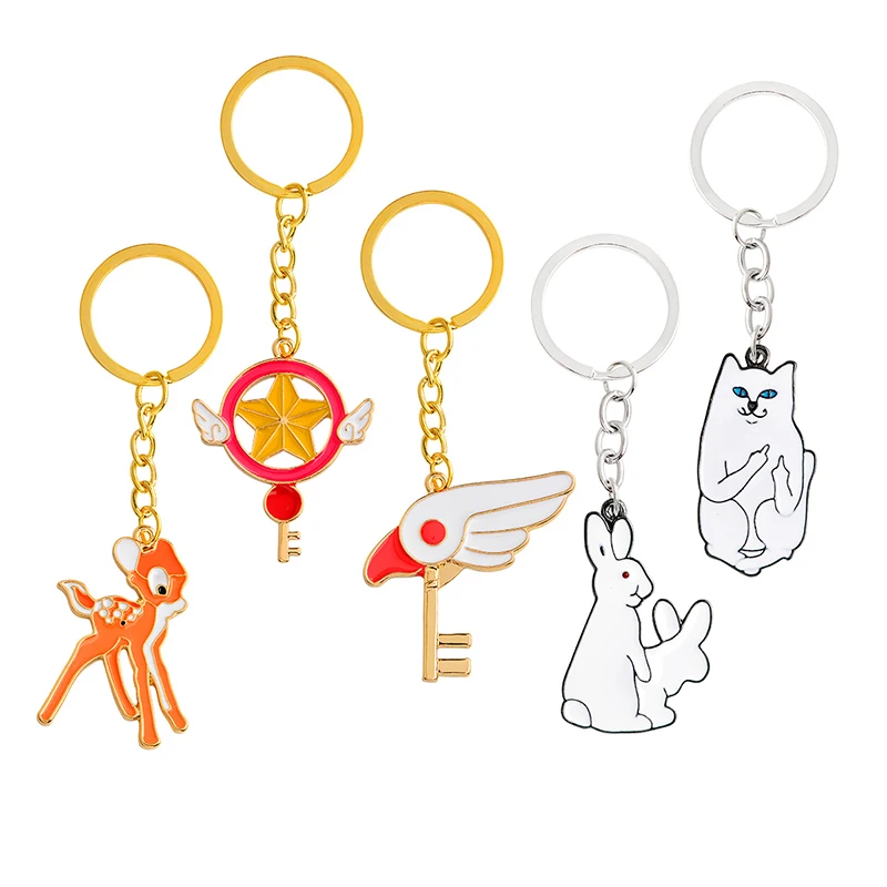 Card Captor олень средний палец кошка Кролики Брелок мультфильм милый брелок для ключей Брелоки с животными ювелирные изделия подарок для детей друзей