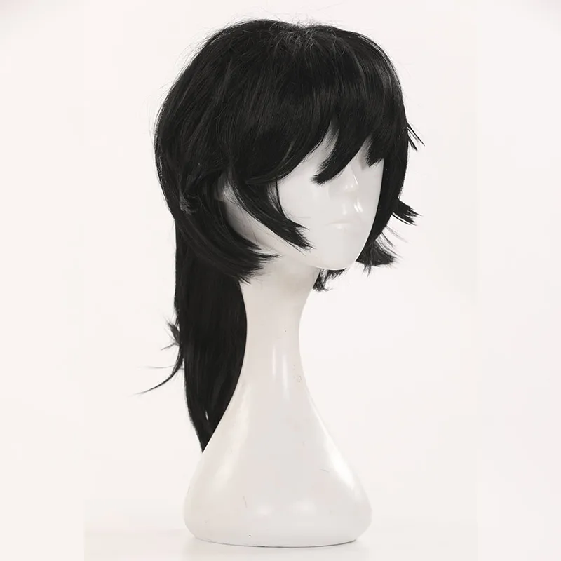 Wig Black Аниме Demon Slayer: Kimetsu no Yaiba Косплей Kamado Tanjirou Agatsuma Zenitsu Tomioka Giyuu кимоно Накидка черная форма - Цвет: Wig Black