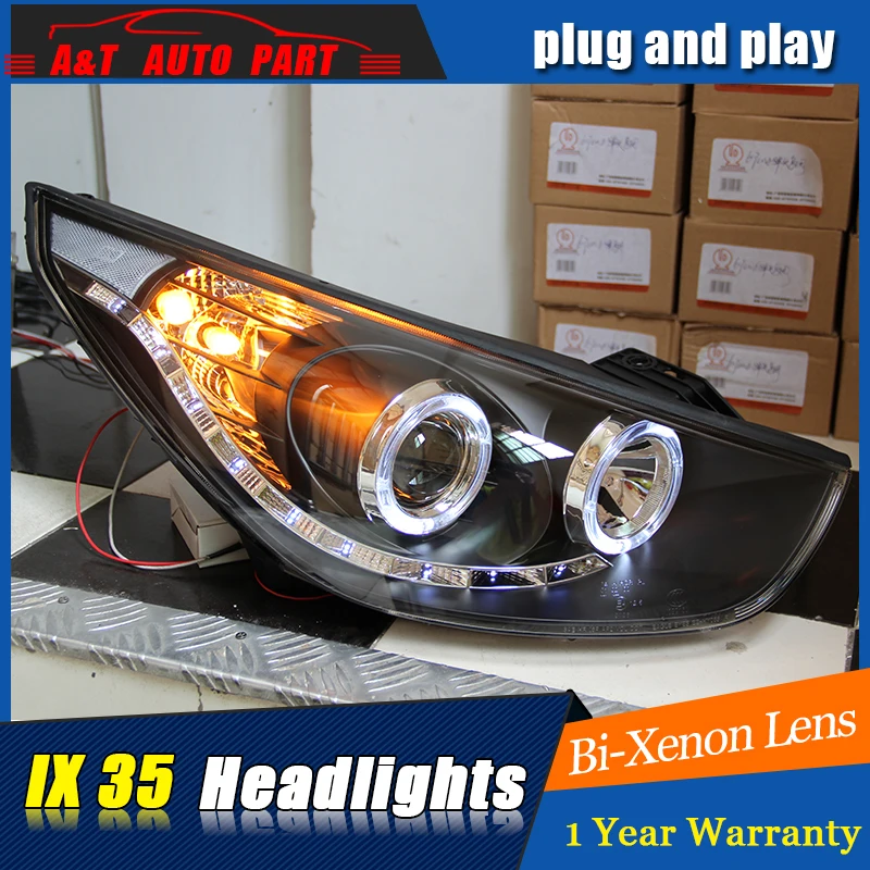 Автомобильный Стайлинг для Hyundai IX35 TUCSON светодиодные фары 2010-2015 drl H7 hid