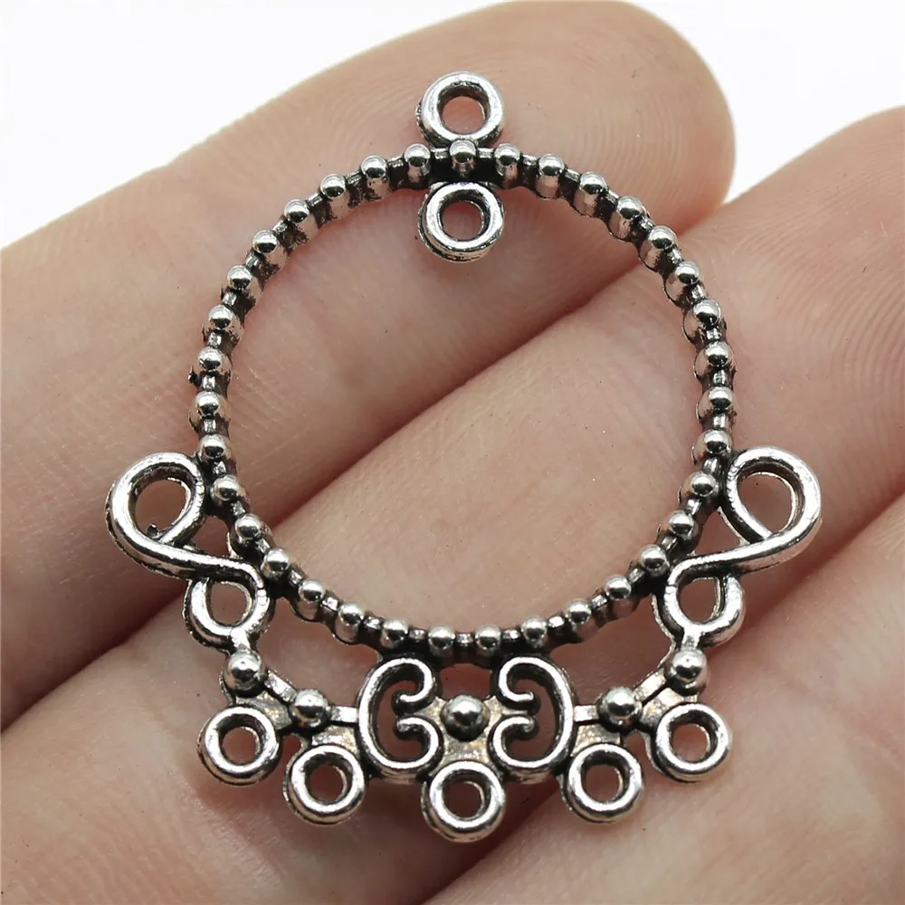 B14053-37x32mm 6 шт./лот, античный серебряный соединитель для сережек, Подвески для изготовления ювелирных изделий, подвески для сережек, соединитель для ювелирных изделий, сделай сам - Цвет: B14053-37x32mm