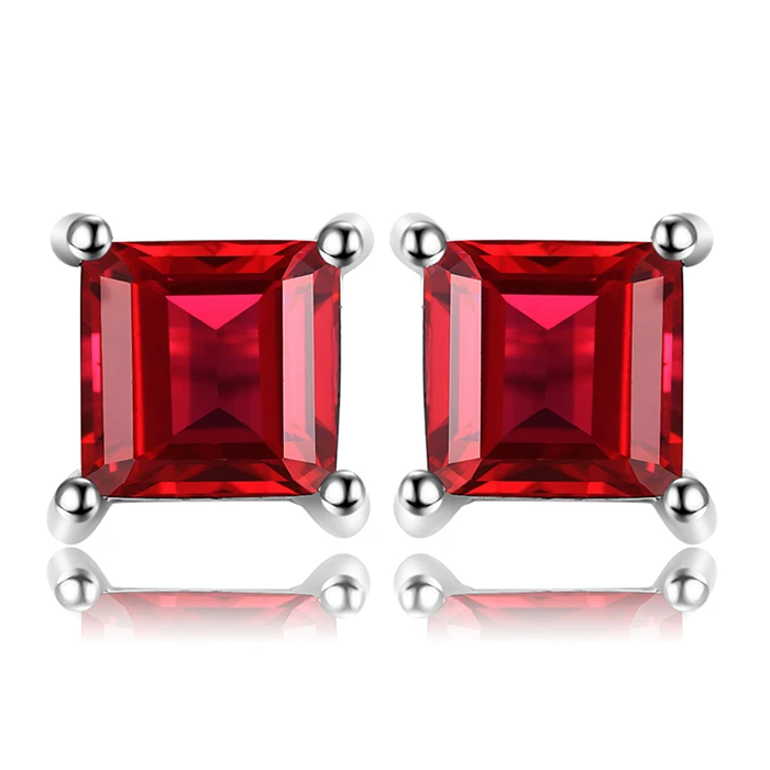 Garnet Jewelrypalace квадратный 0.6ct создания Изумрудный 925 серебро Серьги-гвоздики Модные украшения для Для женщин - Цвет камня: Garnet