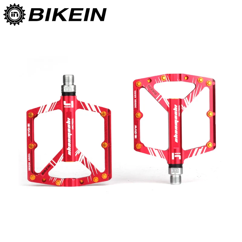 BIKEIN 9/16, Ультралегкая MTB педаль, велосипедные BMX педали, велосипедные педали, Плоские Педали для велосипеда, аксессуары для горного велосипеда 310 г - Цвет: Red
