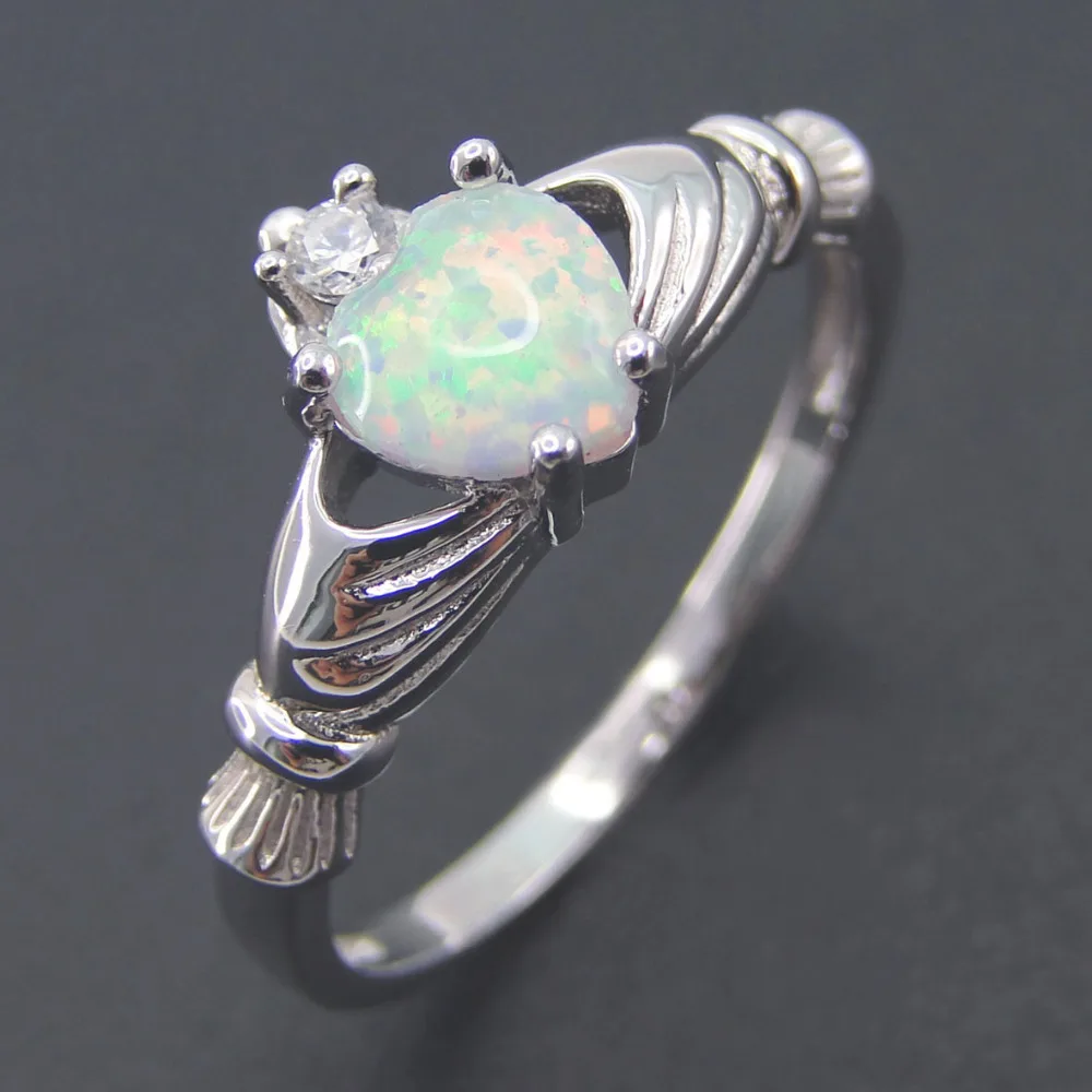 2017 Mom Jewelry 100% бриллиантовое серебряное кольцо с опалом белым в форме сердца Размер
