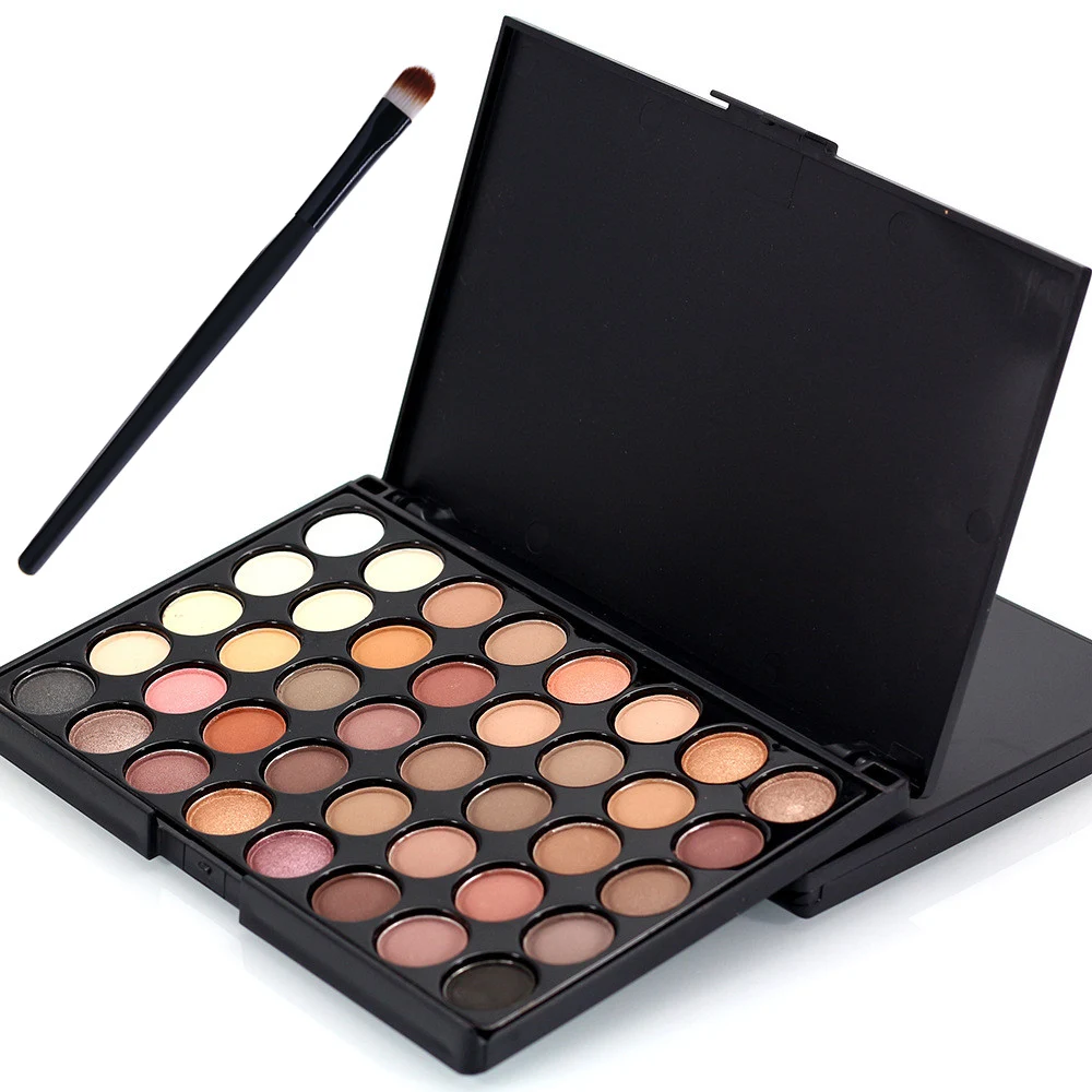 40 цветов матовые тени для век Pallete + 1 Кисть макияжа Палитра теней Блеск