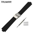 Силиконовый резиновый ремешок для часов Oris Aquis, выпуклая Пряжка из нержавеющей стали, черный браслет, 24 мм х 11 мм