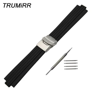 Силиконовый резиновый ремешок для часов Oris Aquis, выпуклая Пряжка из нержавеющей стали, черный браслет, 24 мм х 11 мм