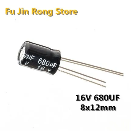 

High quality 20 pcs/lot 16V 680UF 8X12mm 680UF 16V Electrolytic capacitor ic