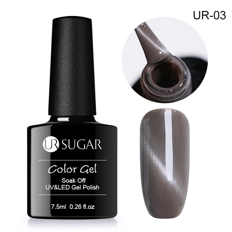 Gray Cat EyeUR03 UR SUGAR Гель-лак для ногтей 7,5 мл Гибридный лак Полупостоянный серый серия личная гигиена маникюр Дизайн ногтей основа верхнее пальто праймер - Цвет: Gray Cat EyeUR03