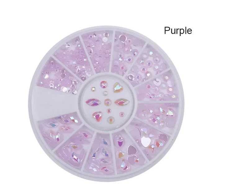 Purple 1 коробка Сделай Сам дизайн ногтей «Ромашка» Для лаков Кристалл Блеск горный хрусталь 3D украшение для ногтей акриловые прозрачные стразы Рондель цвета АВ Алмазная дрель инопланетянин - Цвет: Purple