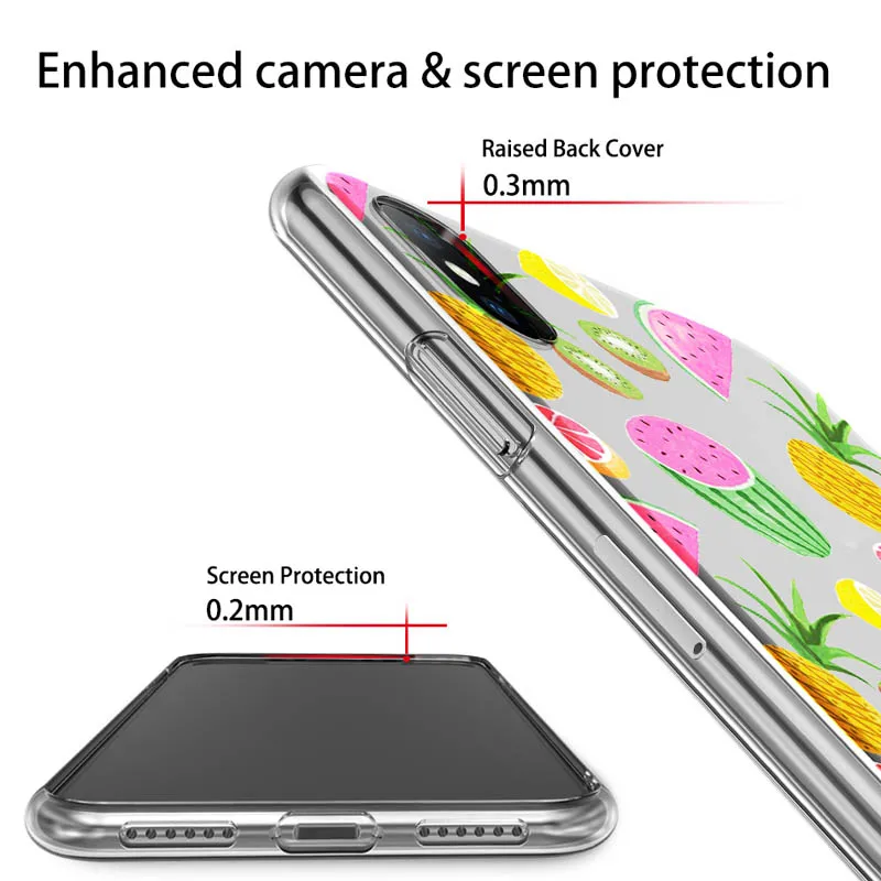 USLION Pineapple Watermelon Phone Case For iPhone X XS XR Xs Max Soft TPU Clear Back Cover 6 6s 7 8 Plus 5 5s SE |