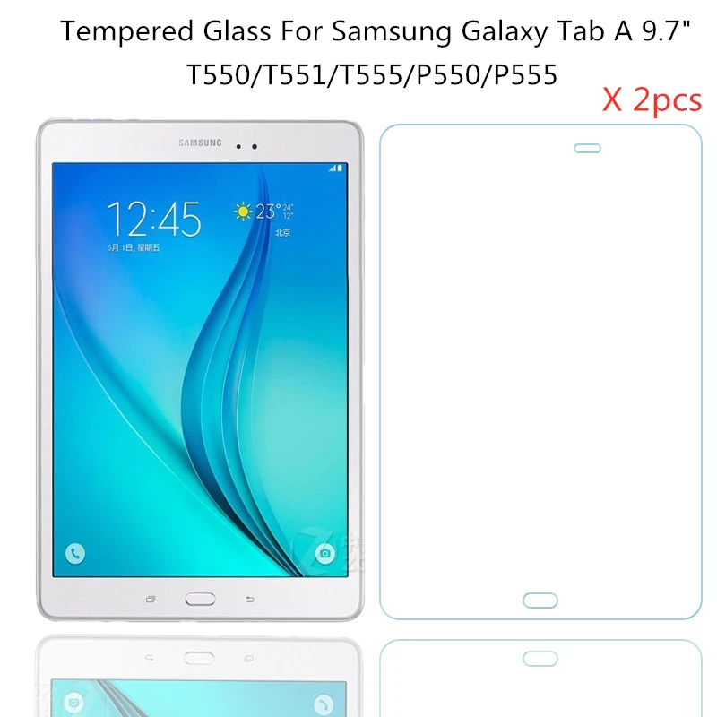 2 шт. закаленное стекло для защиты экрана Samsung Galaxy TAB A 9 7 T550 T551 T555 P550 P555 Защитная
