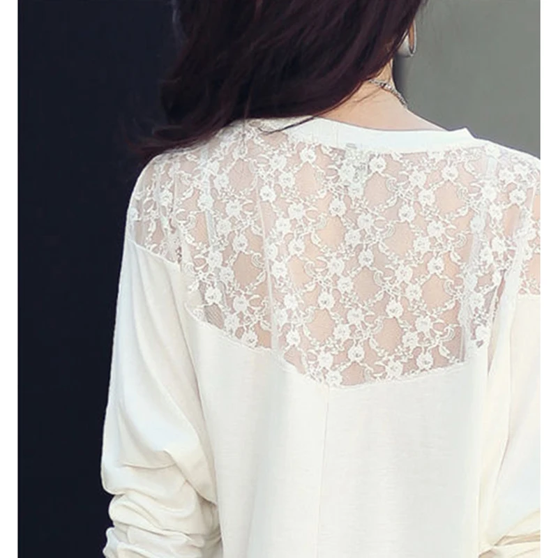 

HOT fashion women Ladies autumn clothes Loose long Batwing sleeve blouses Lace patchwork hollow casual shirts blouses tops