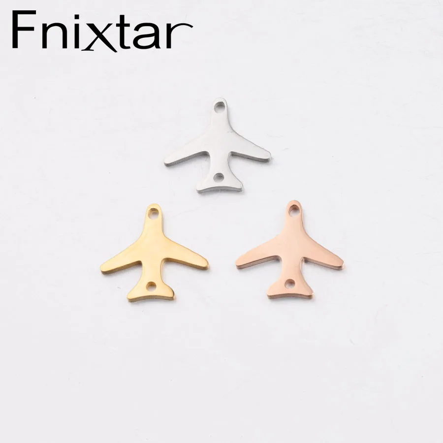 Fnixtar зеркальная полировка, нержавеющая сталь, самолет, шарм, соединитель для DIY изготовления летательных аппаратов, ювелирных изделий, 14,5*15 мм, 20 шт./лот