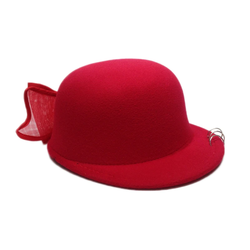 Lovely Winter Fedoras Hats For Kids Equestrian Hat With Large Bow Children Autumn Trilby Wool Fedora Chapeu Sombrero YY60544 | Аксессуары