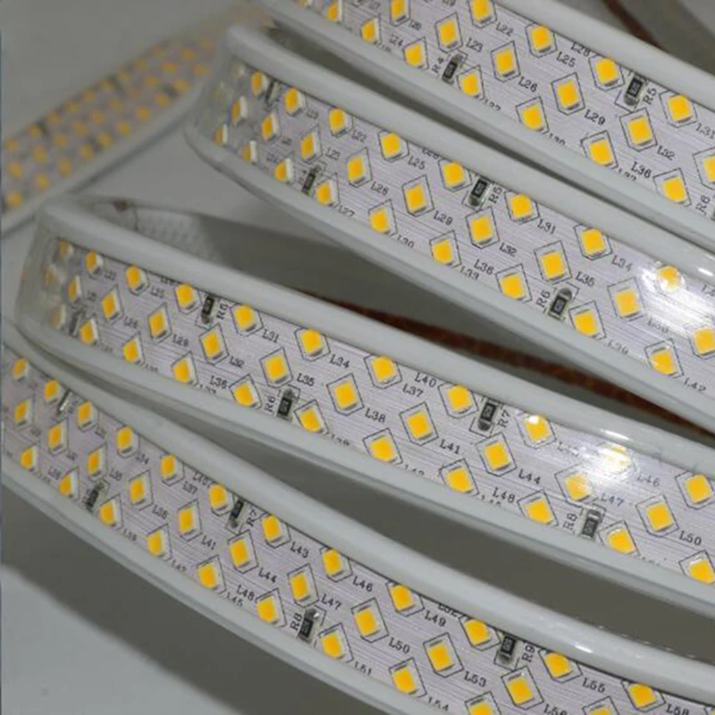 Высокая яркость двухрядная SMD 2835 Светодиодная лента белый AC 220V 276led/M IP66
