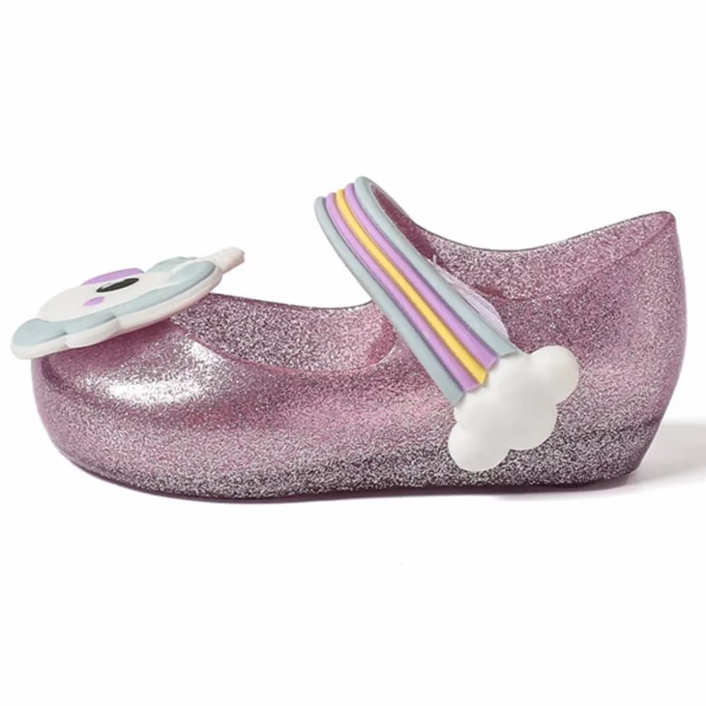 Mini Melissa/Новинка года; Летняя обувь в виде единорога для девочек; сандалии в стиле даргона; прозрачная обувь с открытым носком для девочек; нескользящие детские сандалии для малышей