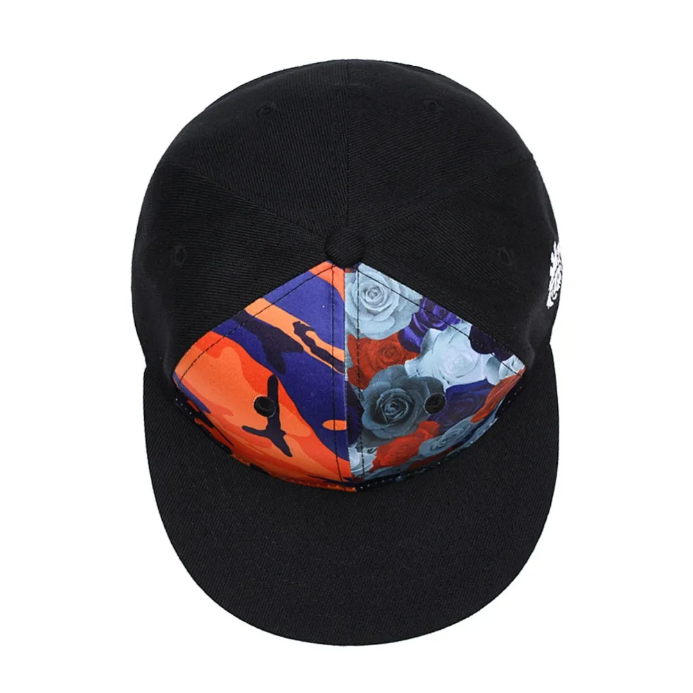 Snapback Кепка с тигром, кепка для мужчин и женщин, регулируемая плоская кепка с цветочным принтом в виде Розы, спортивная летняя Молодежная бейсболка в стиле хип-хоп, Черная