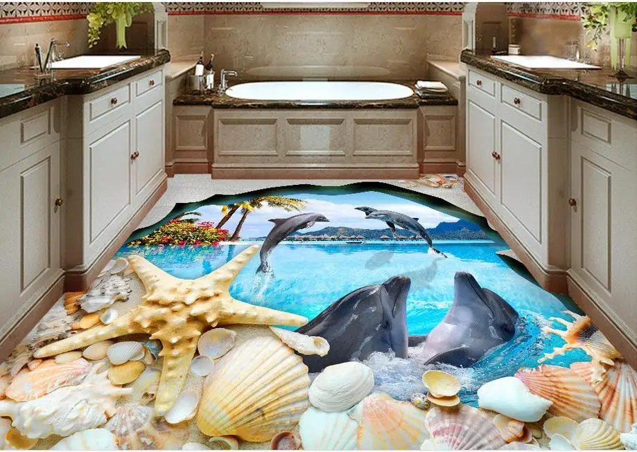 Индивидуальные 3d напольное покрытие с принтом &quotРакушка&quot Дельфин
