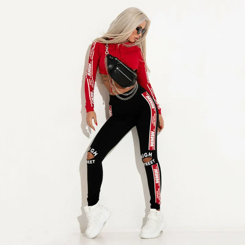 Модный комплект в стиле панк хип хоп уличная одежда из 2 предметов осенние