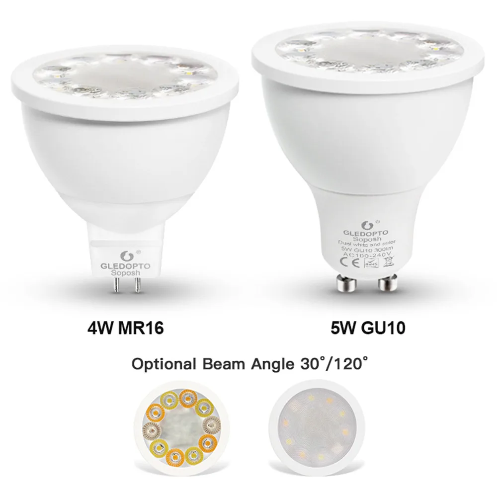 Приглушаемая светодиодная точечная лампа RGBCCT ZIGBEE 3 0 GU10 MR16 4 Вт 5 110 В 220 переменного