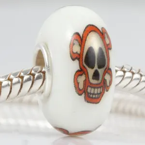 Skull Glass Bead Choruslove страшный череп Шарм подлинный 925 Серебряный Скелет Бусины fit Pandora Подвески Хэллоуин ювелирный браслет сделай сам - Цвет: Skull Glass Bead