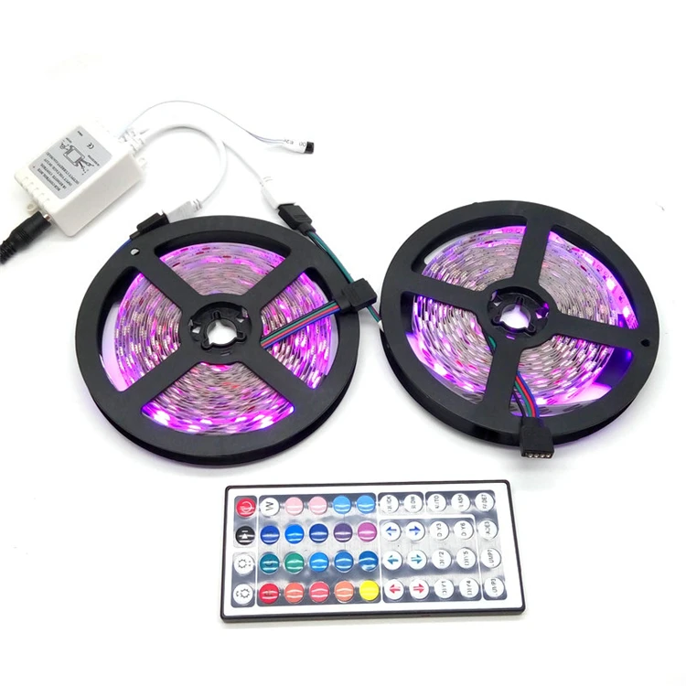 10 м светодиодная полоса освещения 5050 RGB Светодиодная гибкая набор + 44 клавиши