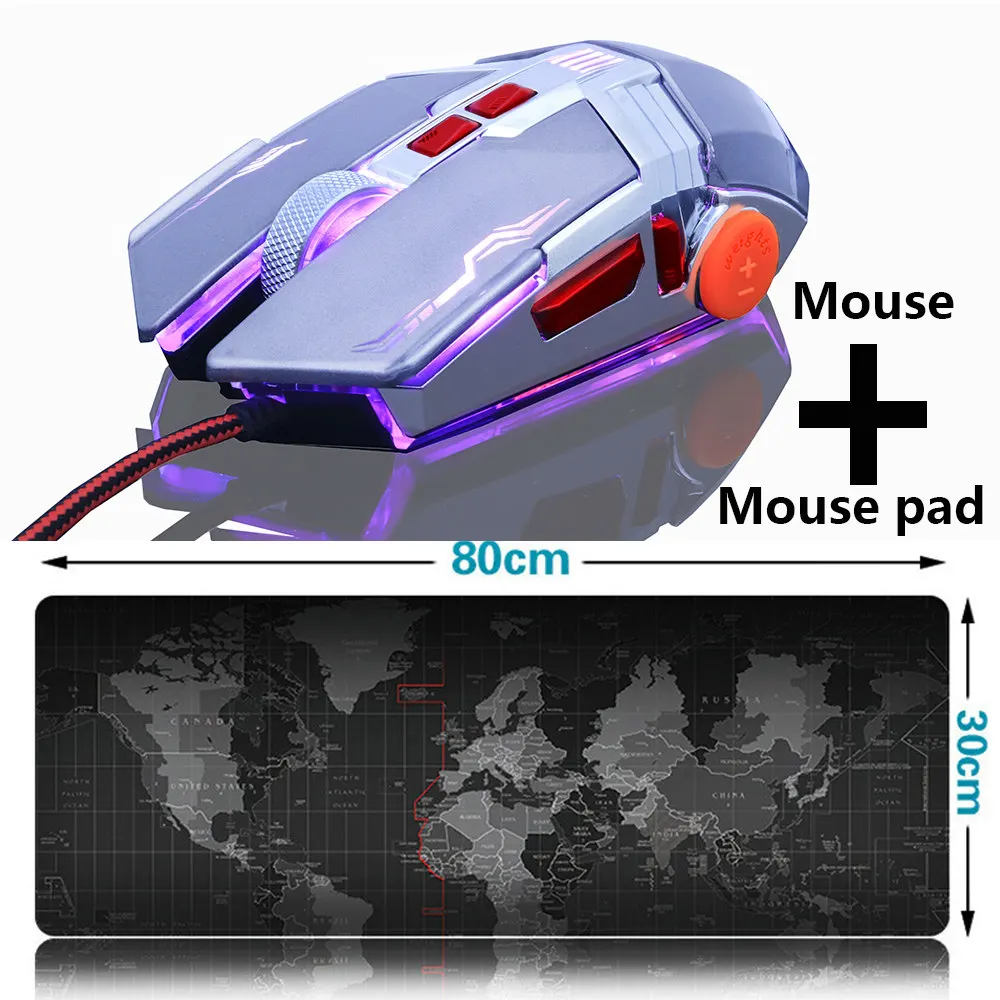 ZUOYA игровая мышь и большой коврик для мыши профессиональная геймерская мышь+ игровой коврик для мыши светодиодный оптический USB Проводная мышь для ноутбука - Цвет: MMR6 Gray 800X300MM
