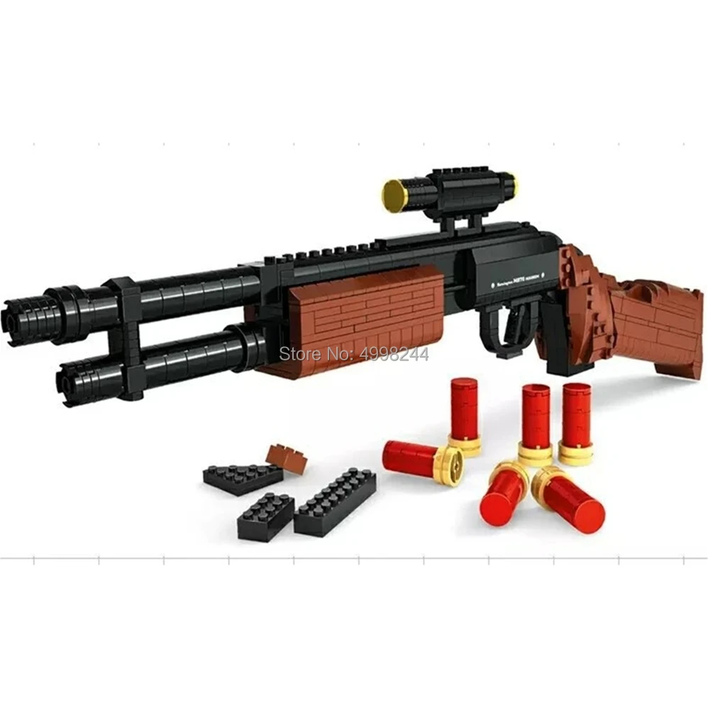 Ausini 527 шт. военный пистолет серии super arms m870 дробовик строительный блок