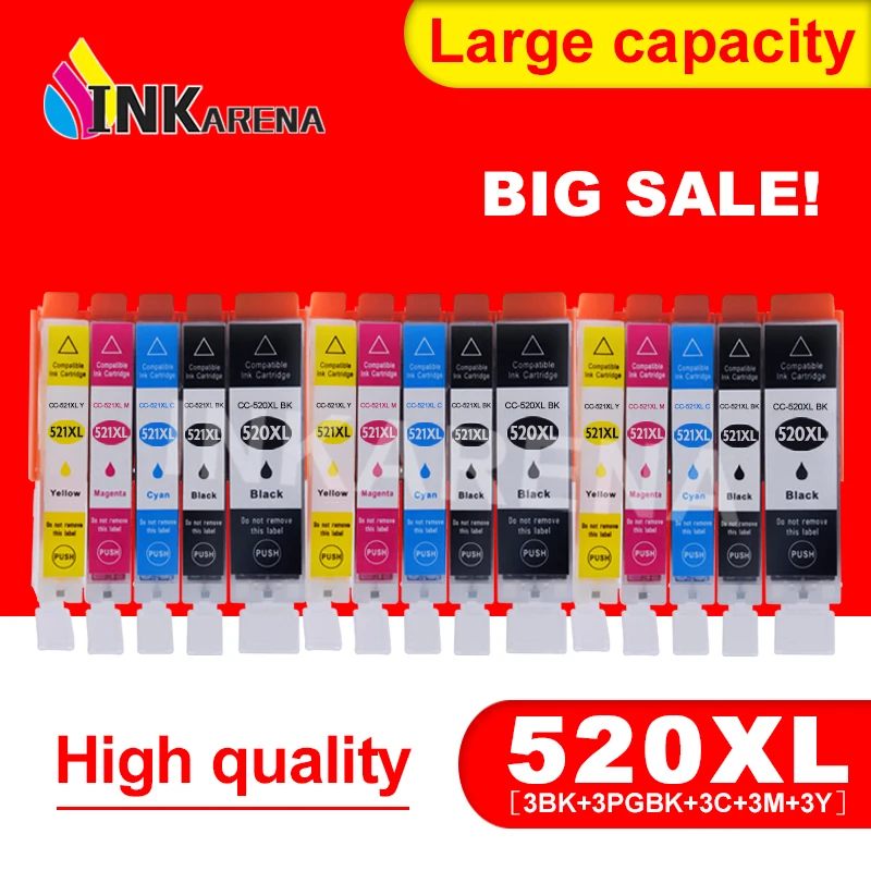 Комплект из 3 предметов PGI 520 CLI 521 XL совместимый картридж с чернилами для Canon PIXMA IP3600