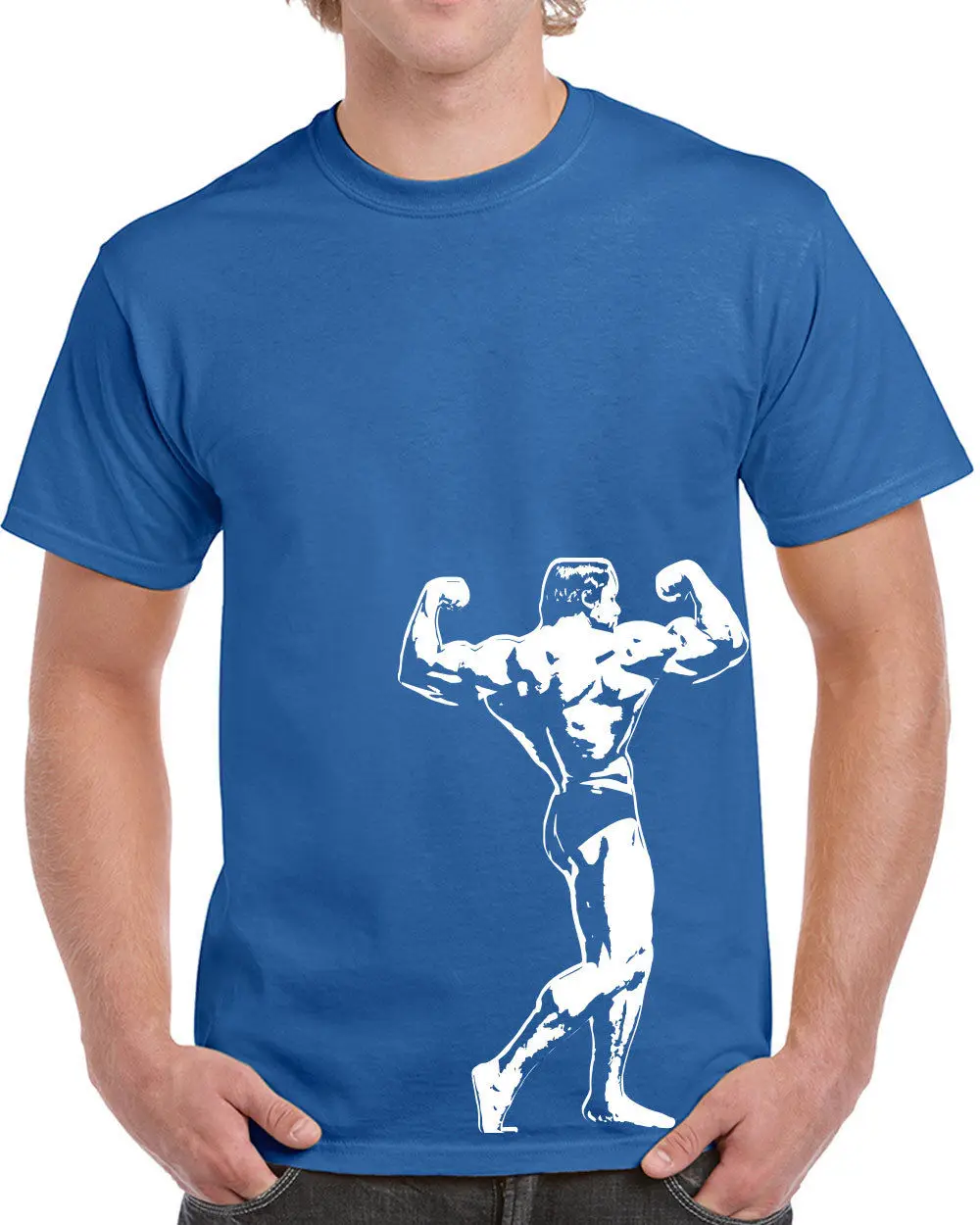 Punk Tops Crew Neck Short-Sleeve Top Mens 211 Muscle Flexing T-Shirt Body Builder Universe Arnold Flex Exercise New T Shirt |